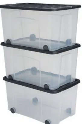 lot de 3 boites plastique 50l 