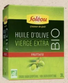 huile d'olive vierge extra fruité bio soléou 