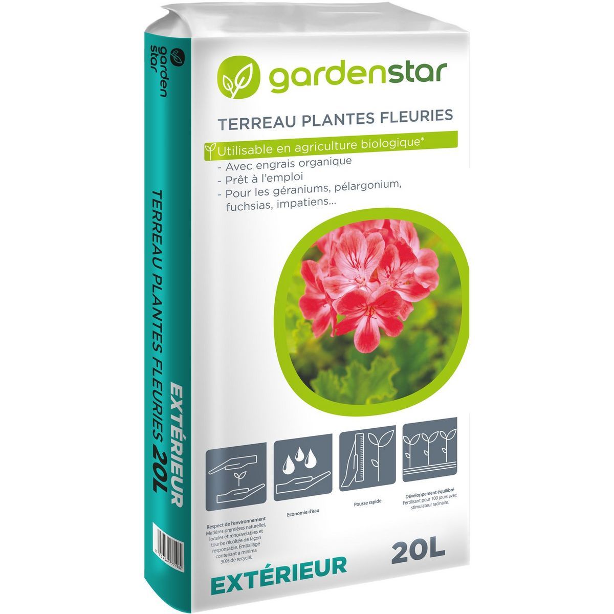 TERREAU POUR PLANTES FLEURIES 20L GARDENSTAR 