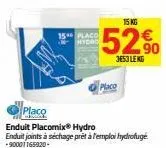 placo  enduit placomix® hydro  enduit joints à séchage prêt à l'emploi hydrofuge  -90001165920*  15 placo hydro  15 kg  52%  3653 leng  placo 