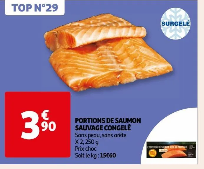 portions de saumon sauvage congelé
