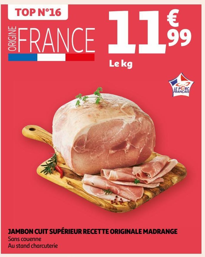 JAMBON CUIT SUPÉRIEUR RECETTE ORIGINALE MADRANGE