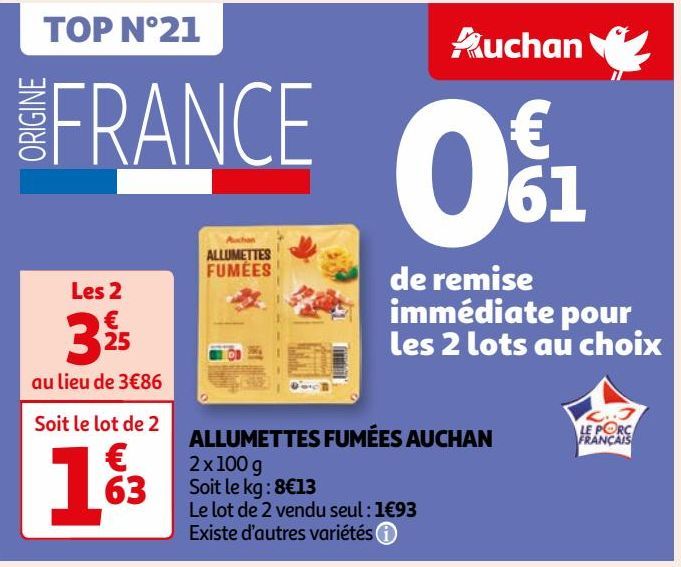 ALLUMETTES FUMÉES AUCHAN