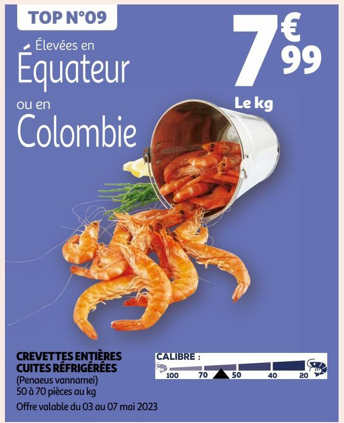 CREVETTES ENTIÈRES CUITES RÉFRIGÉRÉES