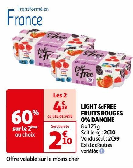 LIGHT & FREE FRUITS ROUGES 0% DANONE