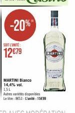 -20%  SOIT L'UNITÉ:  12€79  MARTINI Bianco 14,4% vol. 1,5L  MARTINI 