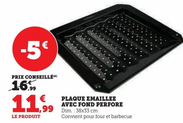 plaque emaillee avec fond perfore