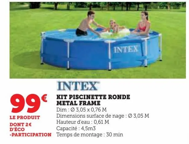 kit piscinette ronde metal frame