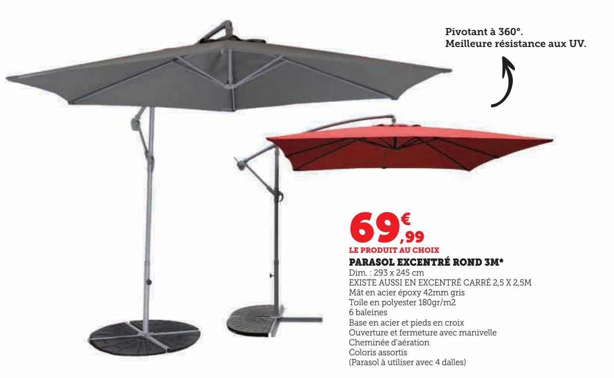 PARASOL EXCENTRÉ ROND 3M