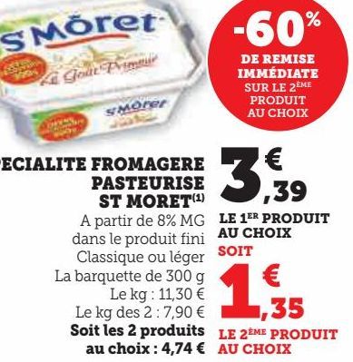 SPECIALITE FROMAGERE PASTEURISE ST MORET
