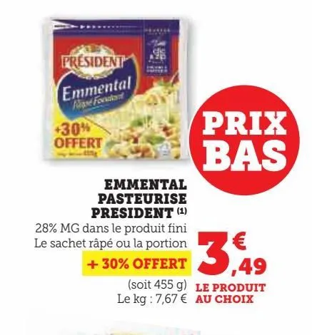 emmental pasteurise president