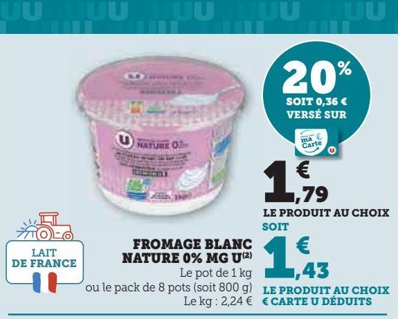 FROMAGE BLANC NATURE 0% MG U
