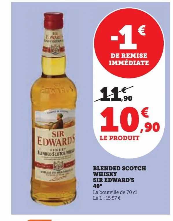 blended scotch whisky sir edward's 40°