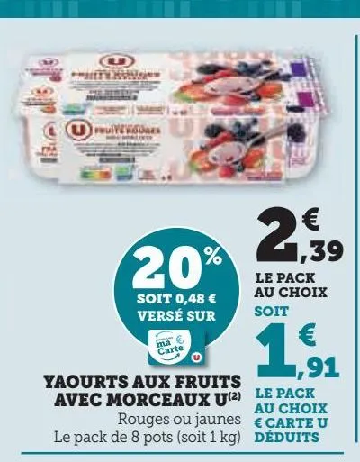 yaourts aux fruits avec morceux u