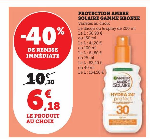 protection ambre solaire gamme bronze