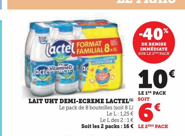 lait UHT Demi-ecreme Lactel