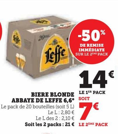 bière blonde Abbaye de Leffe 6.6ª