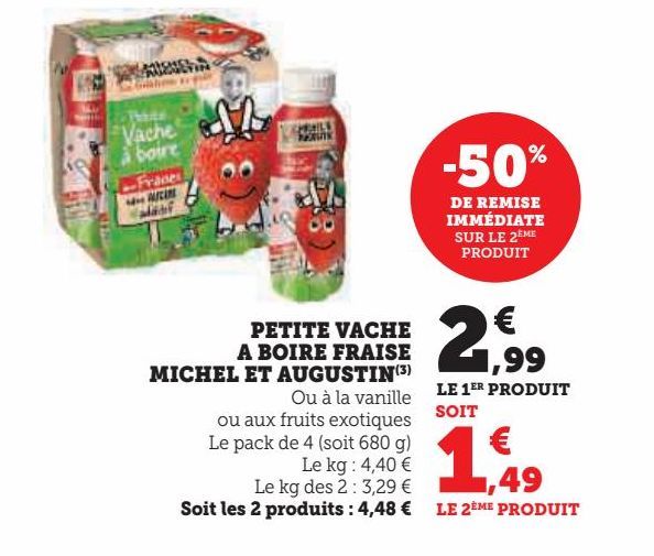 Petit vache a boire fraise Michel Et Augustin