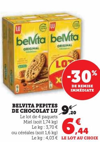 Belvita pepites de chocolat Lu