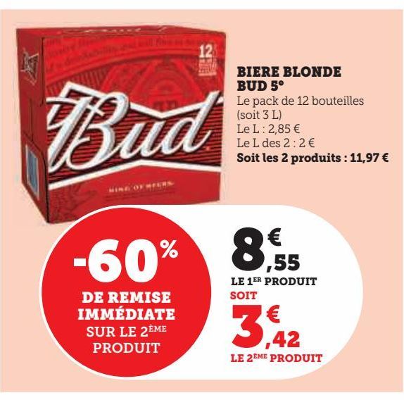 bière blonde Bud 5ª