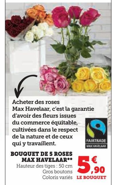 bouquet de 5 roses Max Havelaar