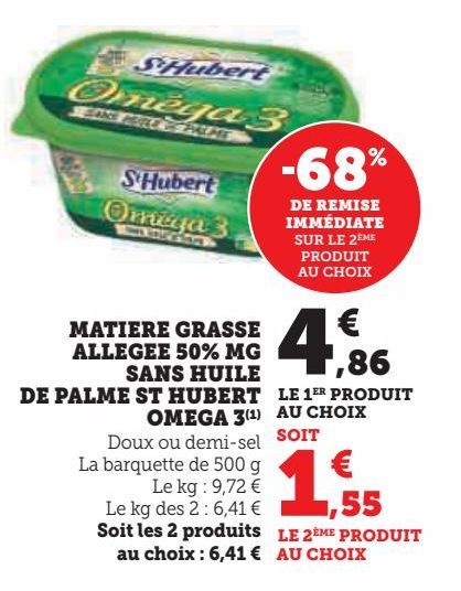 Matiere grasse allegee 50% MG sans huile de palme St Hubert Omega 3