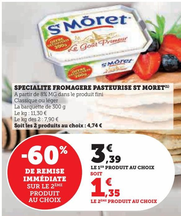 Specialite fromagere pasteurise St Moret