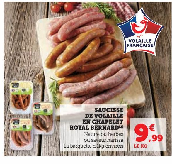 saucisses de volaille en chapelet Royal Bernard