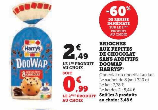 brioches aux pepites de chocolat sans additifs doowap  Harry's