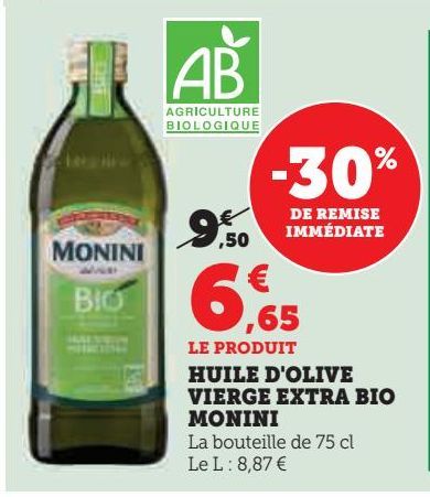 huile d'olive vierge extra bio Monini