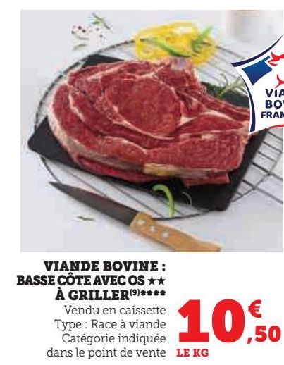 viande bovine: basse cote avec os a griller