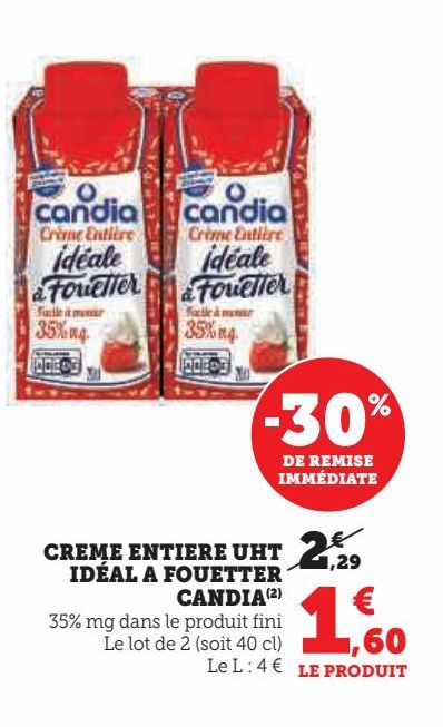 crème entiere UHT ideal a fouetter Candia