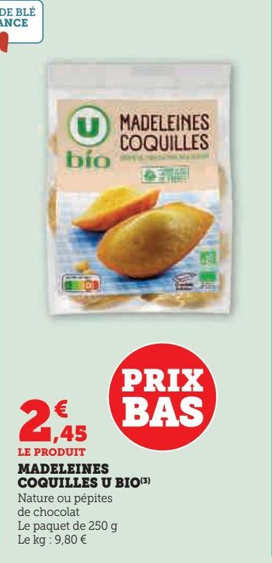 madeleines coquilles U bio