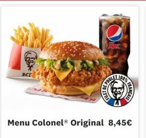 KT  THET DE POR  Menu Colonel® Original 8,45€  100% FR  4 