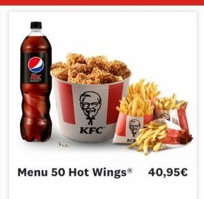 Menu 50 Hot Wings® 40,95€  KFC 