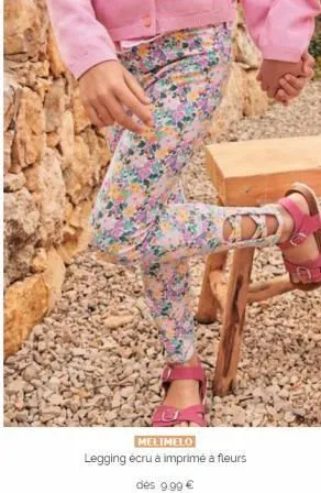 melimelo  legging ecru à imprimé à fleurs  dés 9.99 € 