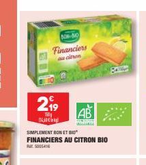 DON-MO  Financiers  au citron  2⁹9  150  SIMPLEMENT BON ET BIO" FINANCIERS AU CITRON BIO 5005416 