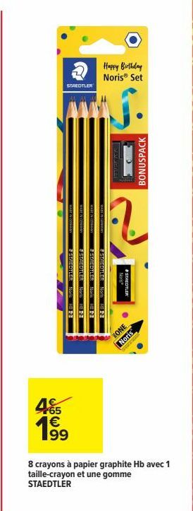 19  STAEDTLER  STAEDTLER Noris HB 12)  & STAEDTLER Noris Hill 13  199  E  Happy Birthday Noris® Set  STAEDTLER Noris HB 13  STAEDTLER Noris 182  C  Noris STAEDTLER  TONE  Noris  8 crayons à papier tai