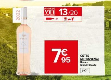 2022  BERNE  Vin 13/20  DE FRANCE  XMP  1 an  185  COTES DE PROVENCE Berne-Grande Récolte  89° 