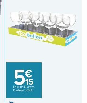 10x Ballon  15  Le lot de 10 verres L'unité(e): 5,15 € 