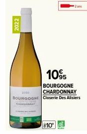 2022  2 ans  1095  BOURGOGNE  CHARDONNAY  Tuzo  BOURGOGNE Closerie Des Alisiers  104 