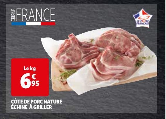 CÔTE DE PORC NATURE ÉCHINE À GRILLER