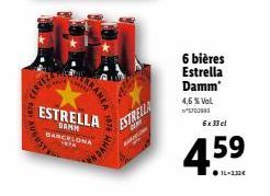 p  MIN  RANA  ESTRELLA  DAMM  DARCELONA 14  DAM  ESTRELLA  AARON  6 bières Estrella Damm 4,6 % Vol  ונטערת  6x 33 cl  459  16-132€ 