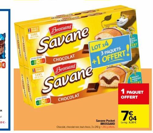 SCRATICACAK  FRANCE SANS  SANS MEANIN  mes  AUCITS NACH  CHOCOLAT  Brossard  Savane  CHOCOLAT  Brossard  Savane  LOT x4  3 PAQUETS  +1 OFFERT  Savane Pocket  Chocolat, chocolat noir, tout choco, 3 x 2