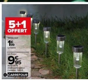 5+1  OFFERT  Vendu seu  199  La bome  Les 6 pour  95  dont 010 € d'éco-participation L'un(e): 166 € CARREFOUR 