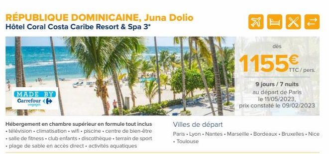 RÉPUBLIQUE DOMINICAINE, Juna Dolio Hôtel Coral Costa Caribe Resort & Spa 3*  MADE BY Carrefour (  unyoges  Hébergement en chambre supérieur en formule tout inclus • télévision • climatisation wifi pis