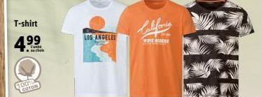T-shirt  4⁹ 199  Lut au chois  100% COTON  LOS ANGELES  WIVE RISERE 
