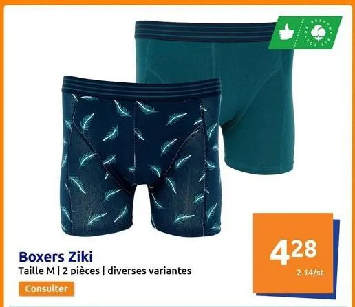 boxers ziki  taille m12 pièces | diverses variantes  consulter  428  2.14/st  