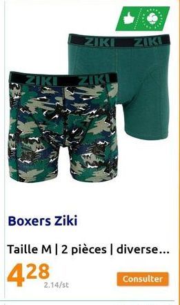 ZIKI  2.14/st  Boxers Ziki  Taille M | 2 pièces | diverse...  Consulter  ZIKI  ZIKI  ZIKI 