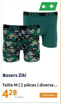 ziki  2.14/st  boxers ziki  taille m | 2 pièces | diverse...  consulter  ziki  ziki  ziki 